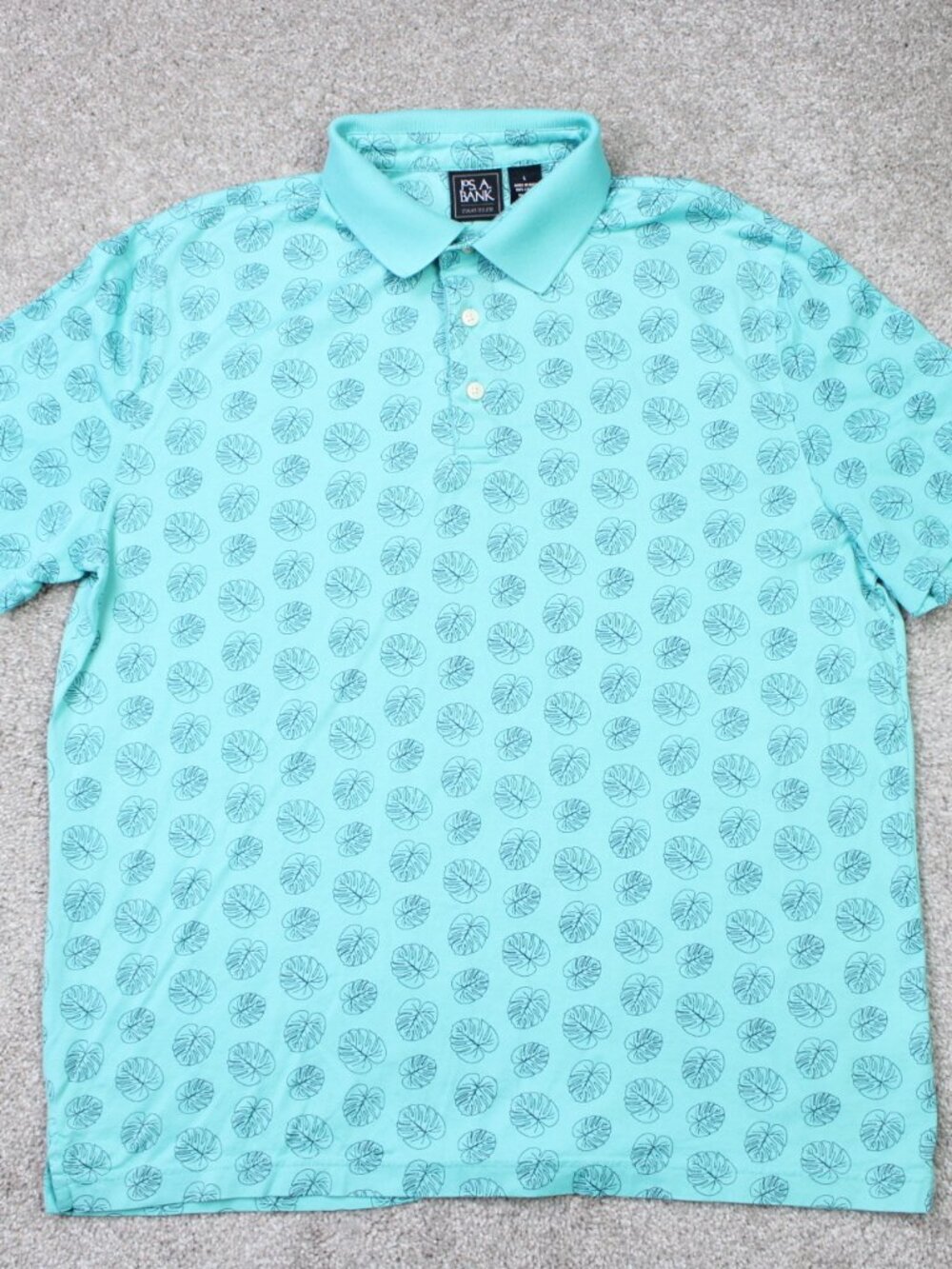 Jos. A. Bank Traveler AOP Polo Shirt Mens Large Blue Floral All Over Print S/S